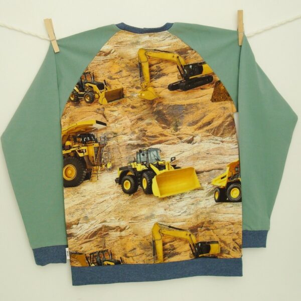 Shirt 134-140: Buldozers en graafmachines met mosgroen - Afbeelding 2