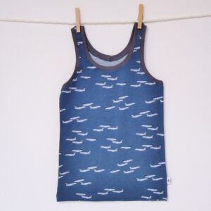Hemd 122-128: Blauw met vliegtuigen